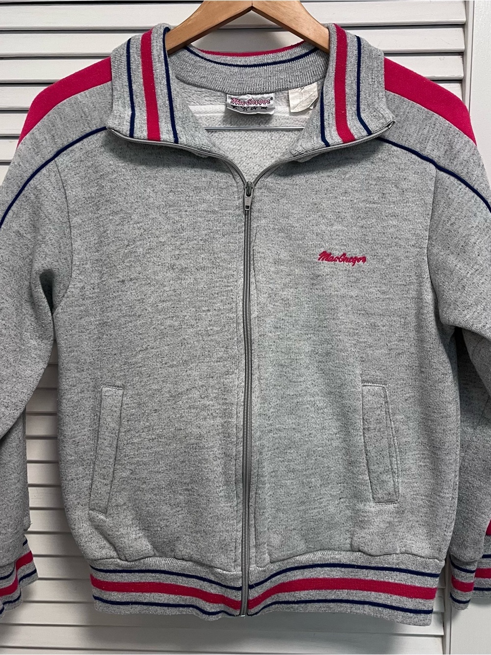 Vintage McGregor Grey Zip track jacket with Pink and Navy Trim